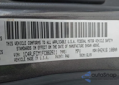 2015 Jeep Grand Cherokee Overland из США, поврежденный, VIN 1C4RJFCM1FC862611